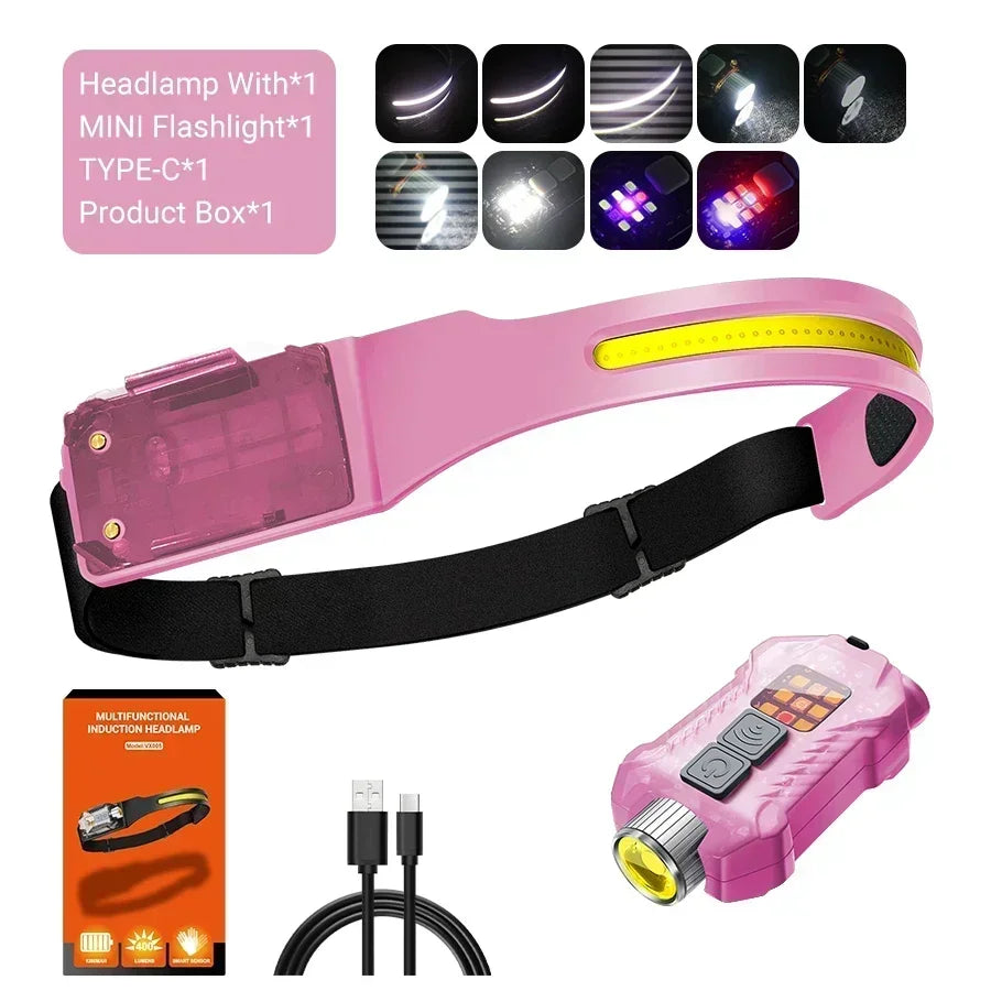 LED Sensor Headlamp USB-C Rechargeable | 9 Modes, IP65