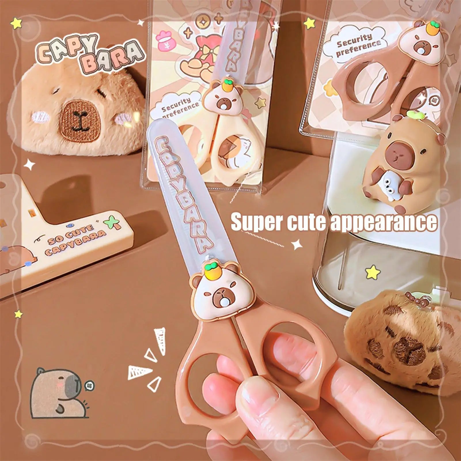 Kid Safety Scissors Capybara Safety Scissors With Round Tip Anti-Slip Handle Students Stationery Children Activities Supplies Oasis Select