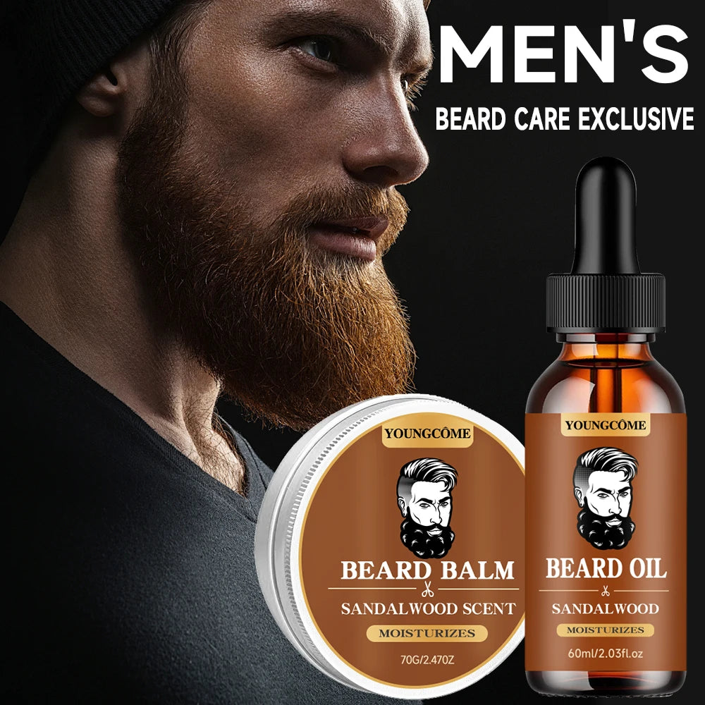 YOUNGCOME Beard Growth Oil & Sandalwood Balm | Argan Oil Kit Beard Care Kit Oasis Select