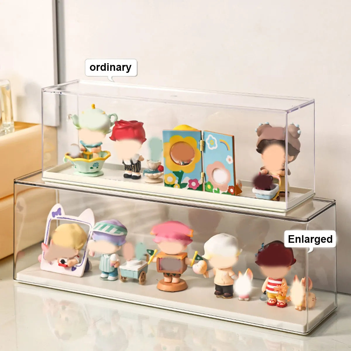 Transparent doll display cabinet, dust-proof storage box for collectibles, doll and doll display rack, stackable storage box Oasis Select