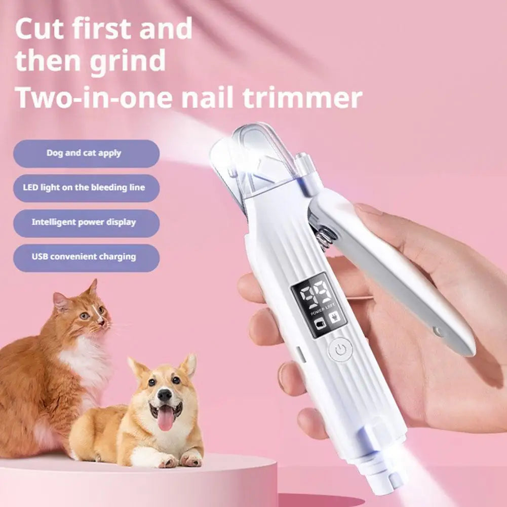 Pet Nail Clipper Trimmer with LED Light USB Rechargeable Electric Nail Clipper Display Nail Grinder Prevent Injury Low Noise Oasis Select