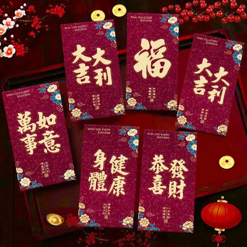 6Pcs Paper 2026 Horse Year Red Envelope Mini Cartoon Lucky Money Bag Traditional Blessing Red Pocket Marriage Celebration Oasis Select B2