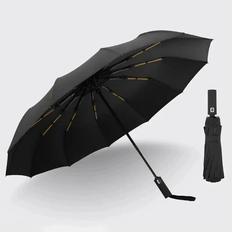 Black Glue Fully Automatic Umbrella - Thick Durable Three-Fold UV Resistant Folding Design for Protection And Style Oasis Select black