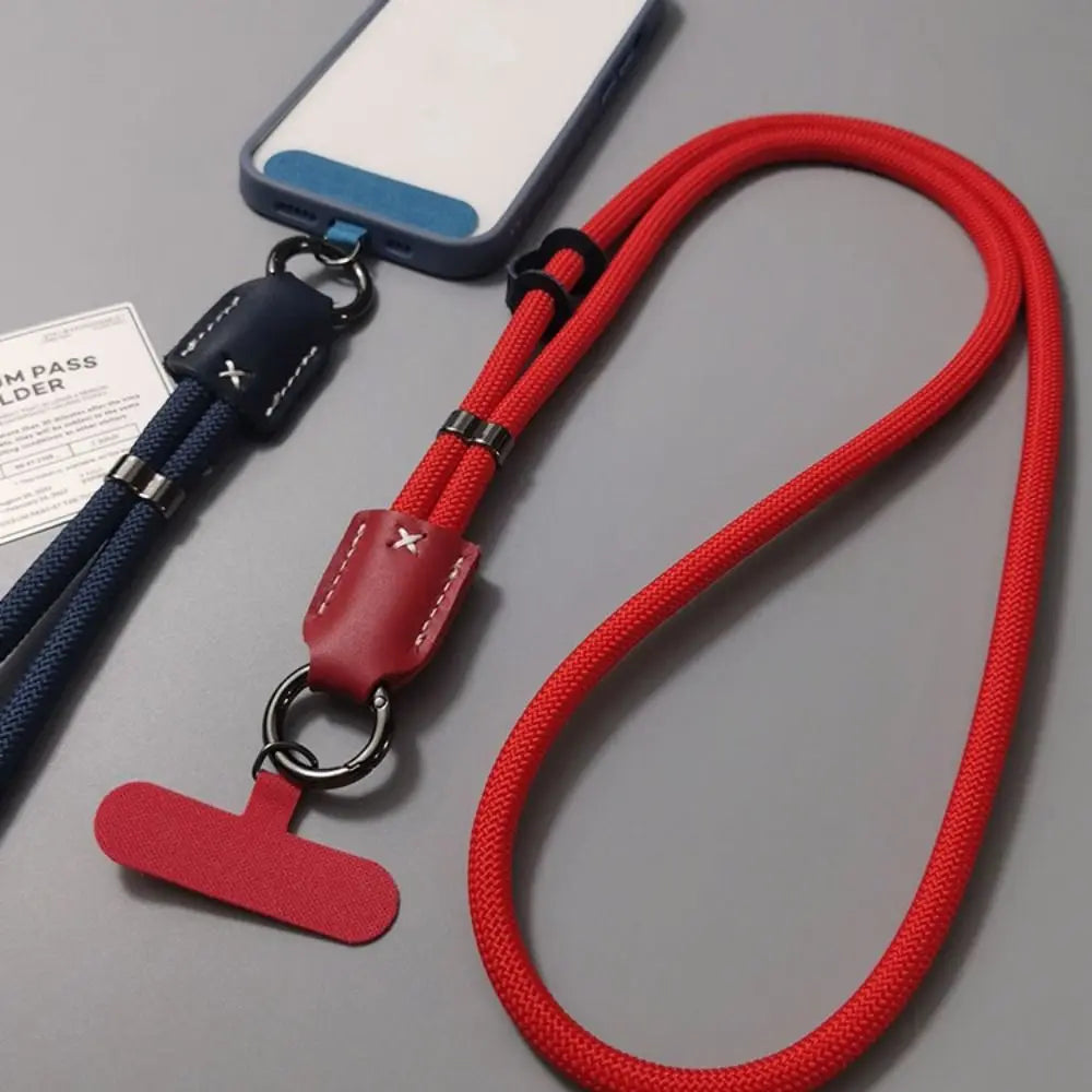 New Nylon Diagonal Mobile Phone Rope Pu Leather Head Braided Long Anti-drop Mobile Phone Rope Clip Mobile Phone Case Rope Oasis Select