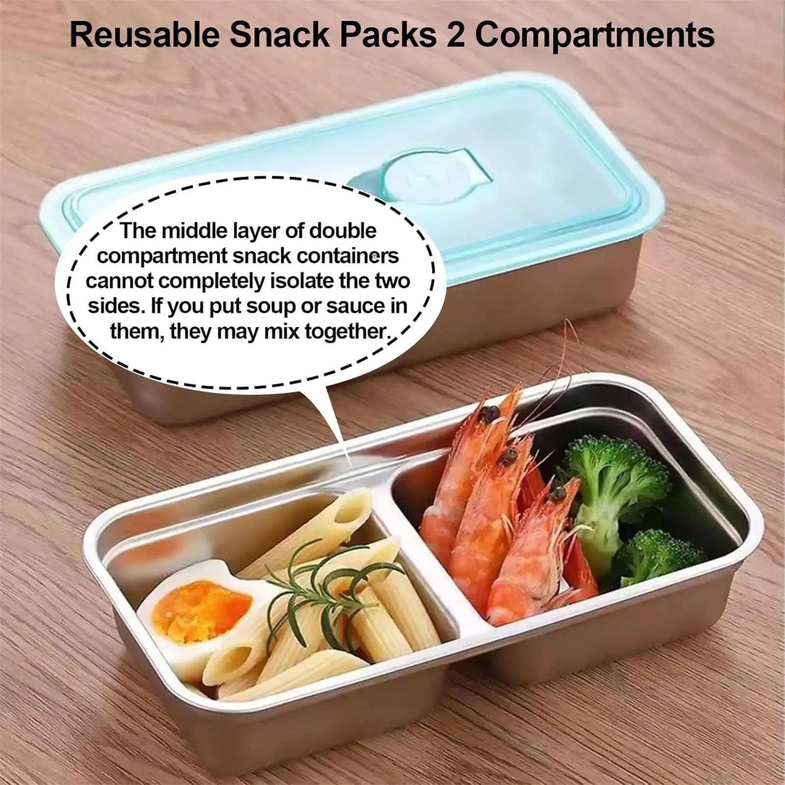 Stainless Steel Dual Compartment Lunch Box & Snack Container