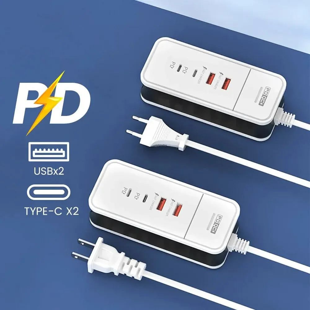 4 Port USB Charger QC 3.0 PD 12W Fast Charging Wall Charger for Xiaomi Samsung iPad Mobile Phone Travel Power Adapter Oasis Select