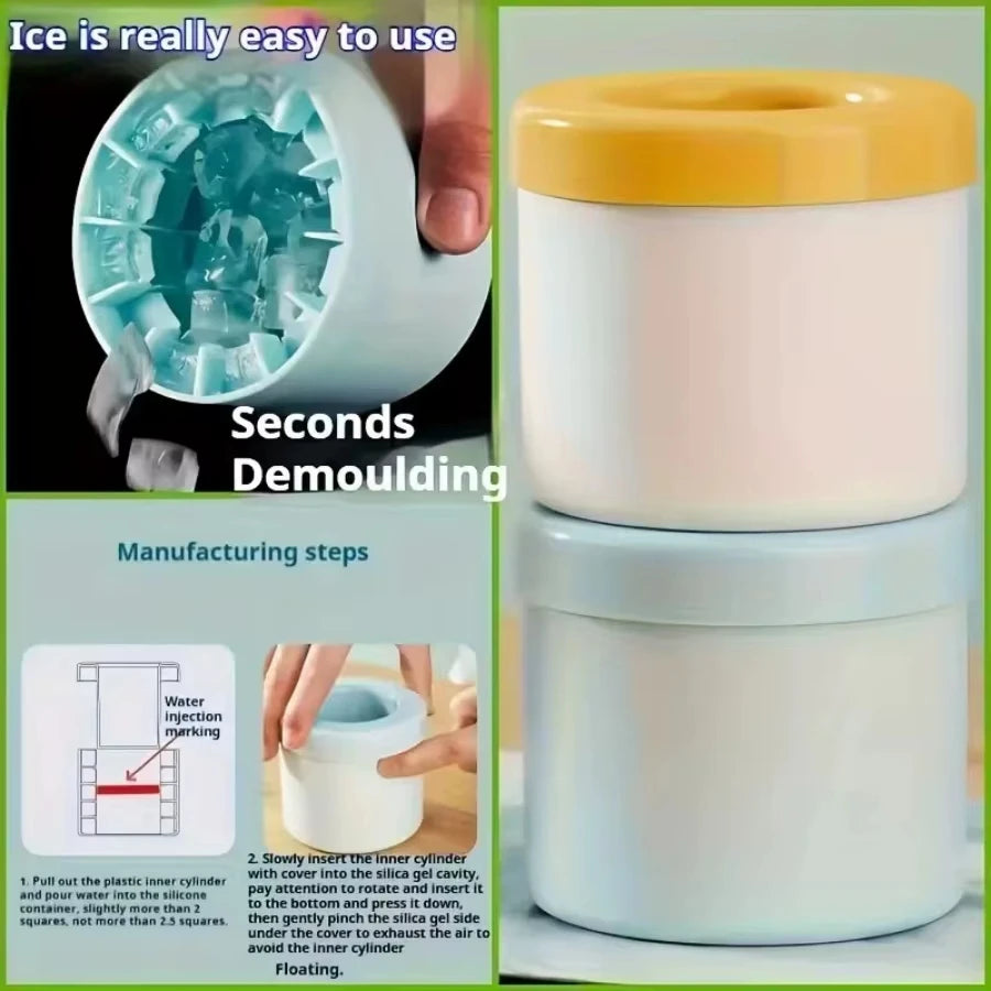 Silicone Ice Cup Mold, Cylinder Ice Cube Maker, Easy Release Freezer Ice Mold for Cocktails & Iced Drinks Oasis Select