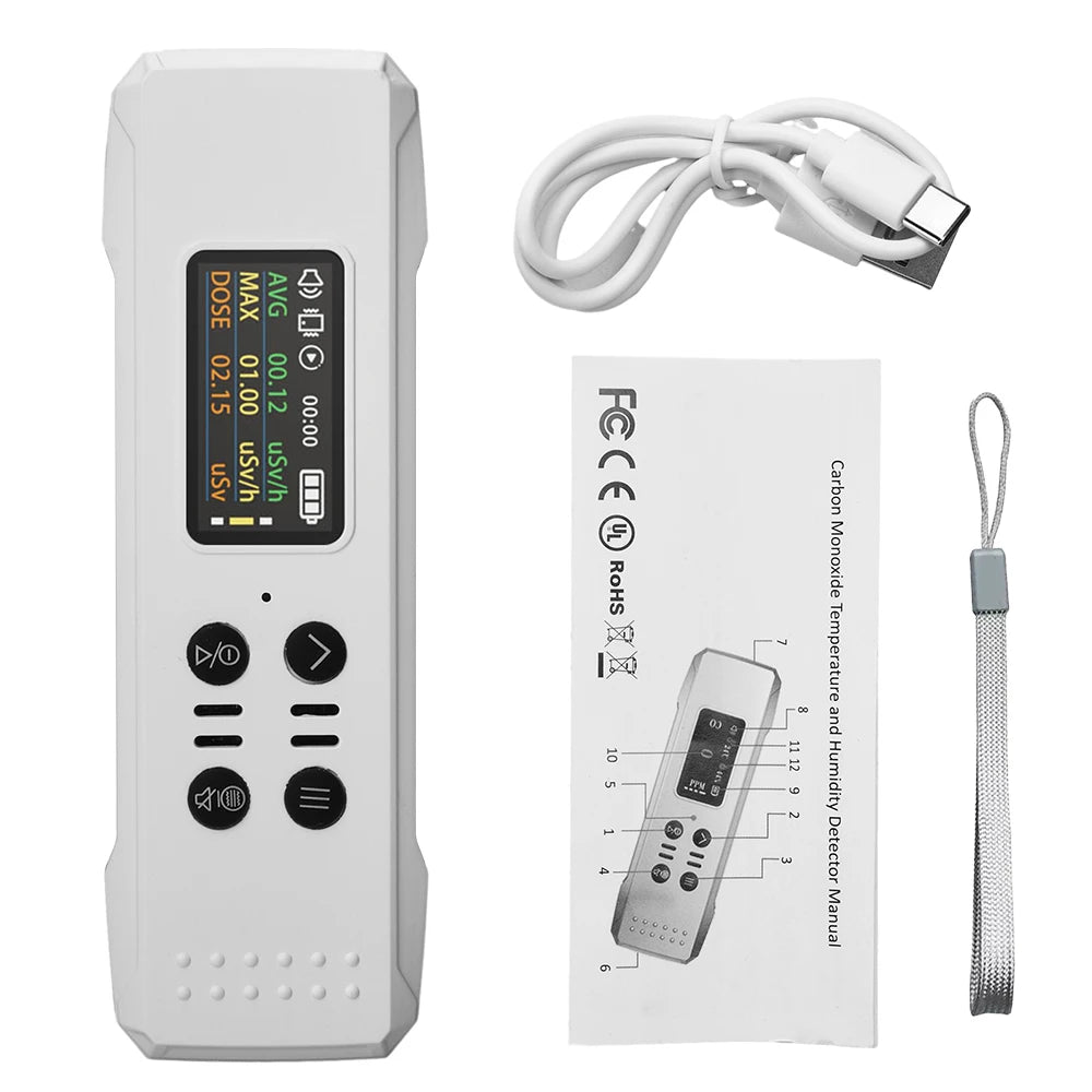 Portable Nuclear Radiation Detector Geiger Counter X Gamma Beta Ray Monitor For Nuclear Contaminated Seafood Detection Oasis Select White