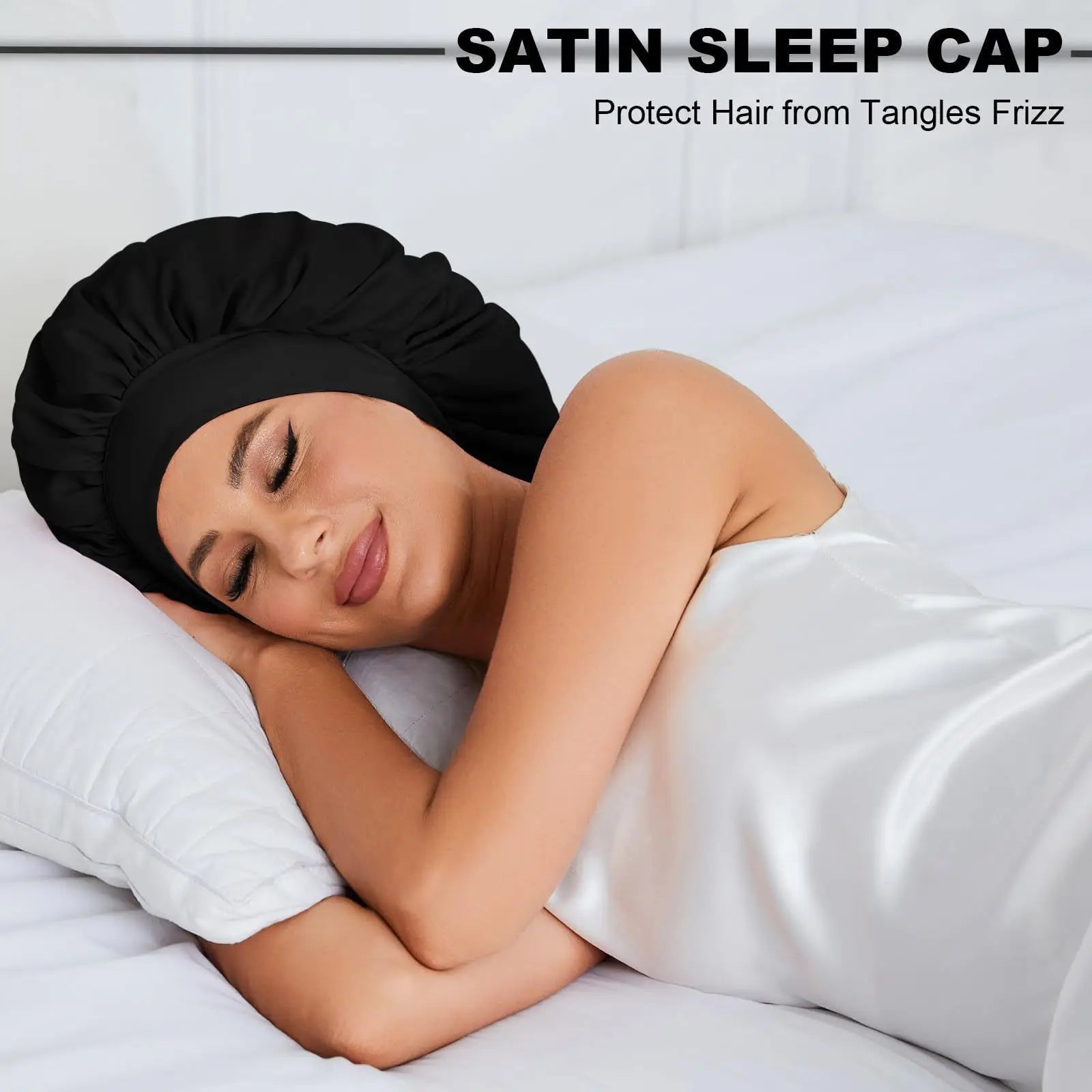Elastic Ribbon Solid Color Shower Cap Wide Edge Round Bathing Hat Multifunctional For Sleeping Nightcap Knotted Headband Headsca Oasis Select