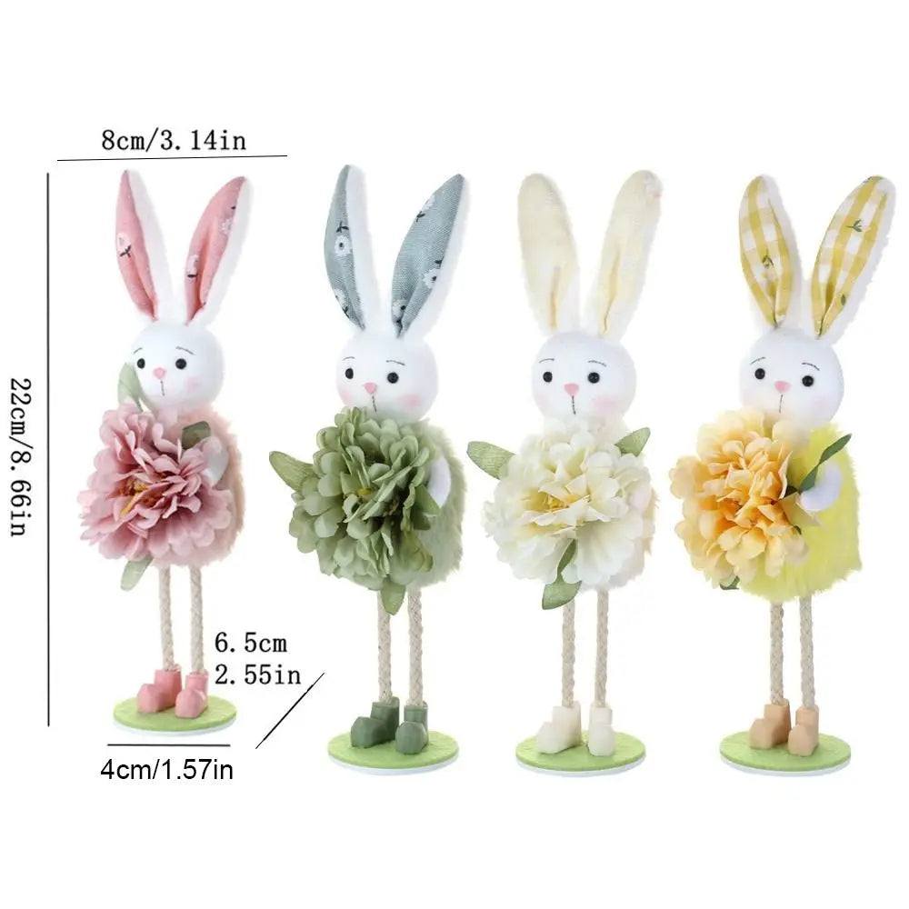 Easter Standing Bunny Figurine | Cartoon Flower Rabbit Ornament