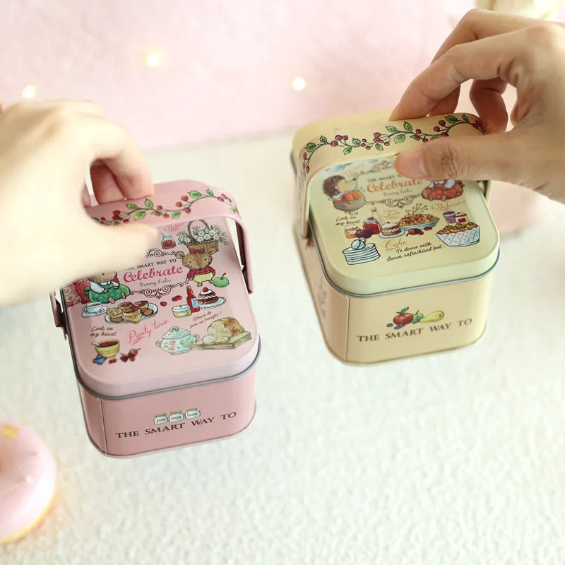 Tinplate Candy Box Kids Gifts Small Tin Box Cookie Box Portable Rabbit Gift Box for Birthday Wedding Party Decoration Oasis Select