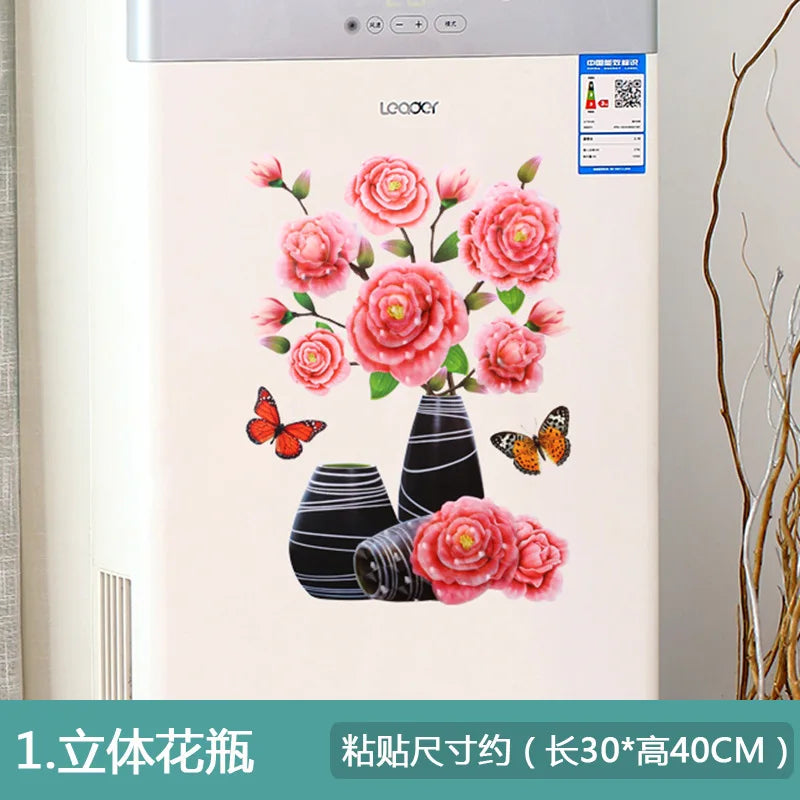 3D Simulation Vase Bedroom Room Wall Three-Dimensional Gilding Decorative Wall Stickers Oasis Select 01 style 30x40cm