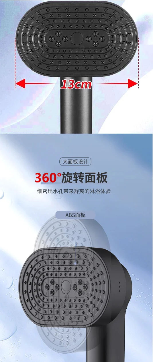 130MM High Pressure 360° Rotation 4 Modes Shower Head with Hose Water Saving One-Key Stop Spray Nozzle Bathroom Accessories Oasis Select