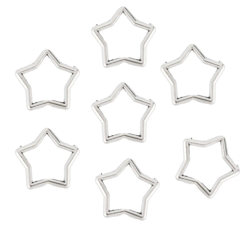 50pcs Flower Star Bead Frames Spacer Beads Double Hole Hollow Connector Link Charms for Jewelry Bracelet Necklace Earring Making Oasis Select Ancient silver
