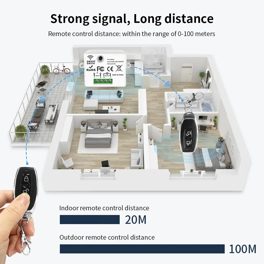 RF 433MHz Wireless Remote Light Switch 10A Relay AC 110V 220V Wireless Remote Switch Oasis Select