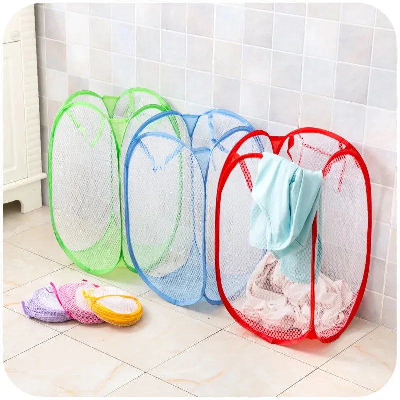 Folding Household Laundry Storage Basket Mesh Dirty Clothes Storage BasketToy Storage Bag Household Storage Bucket Oasis Select