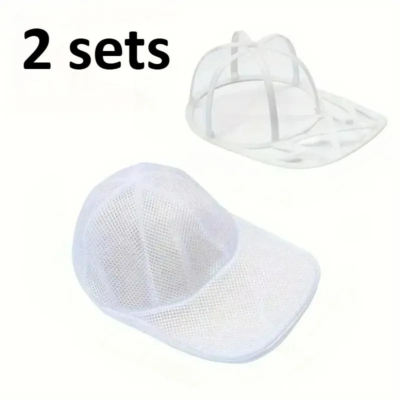 2pcs/set (Hat Washing Bag and Hat Rack),Mesh Baseball Cap Cleaning Bag,Hanging Clothe Organizer Pouch for Laundry Closet Storage Oasis Select 2 sets