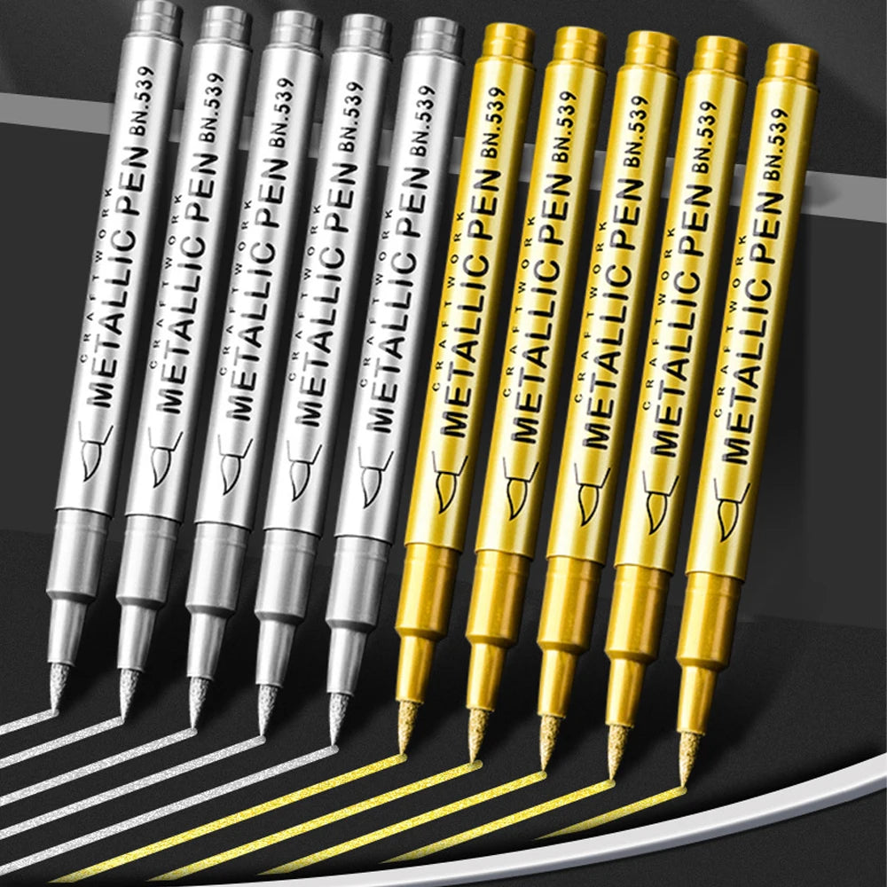 5PCS Metallic Markers Pens Silver and Gold Paint Pens , Glass, Rock Painting, Halloween Pumpkin, Card Making, Scrapbook Album Oasis Select