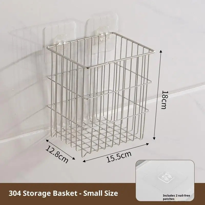 Punch-Free Wall Hanging Kitchen Shelf Storage Rack for Onion Ginger Garlic Condiments Spices Vegetables Fruits with Drain Basket Oasis Select Rectangle S
