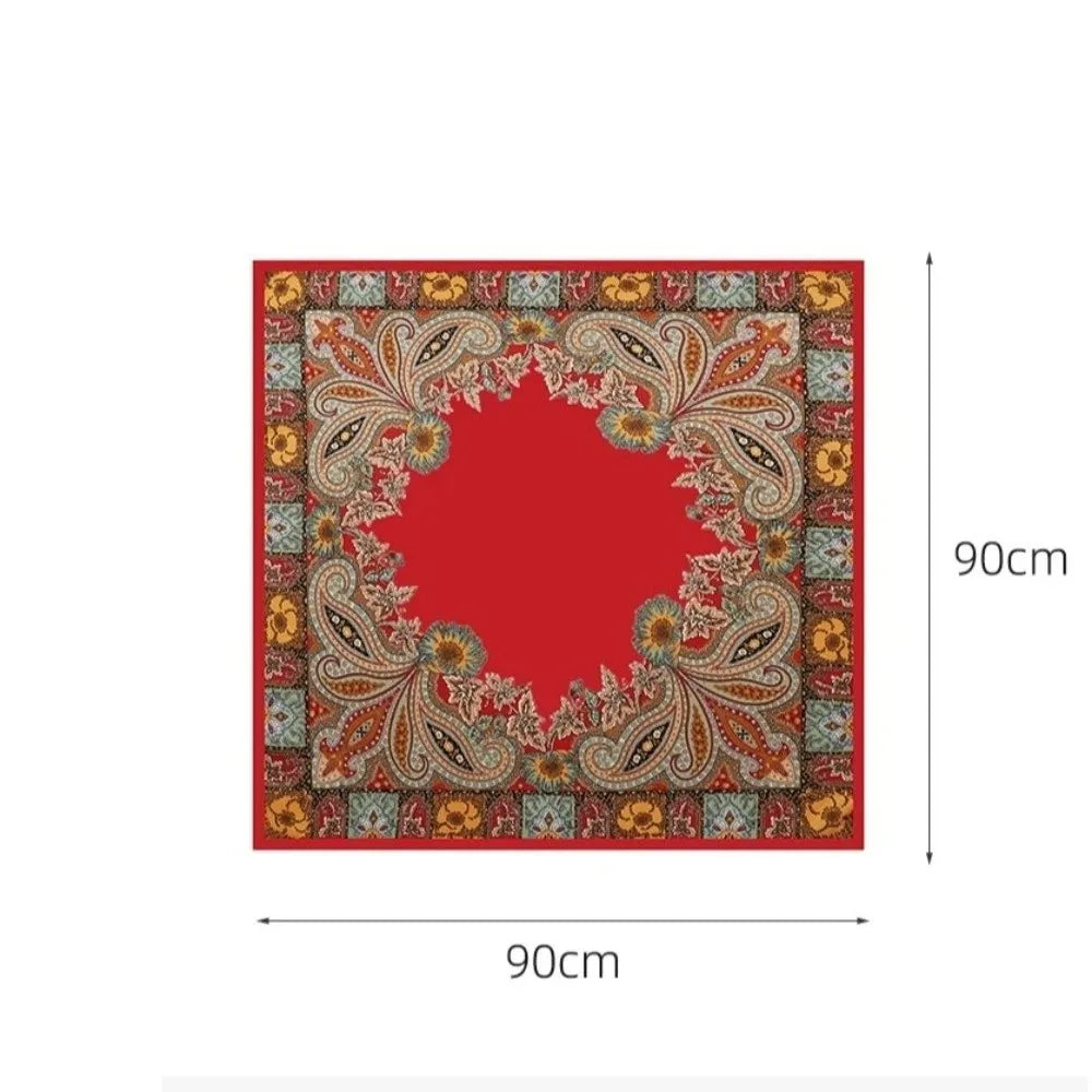 Luxury 90*90cm Satin Square Scarf Bohemian Hair Accessories Print Silk Headkerchief Floral Shawl Wraps Headband Wedding Oasis Select
