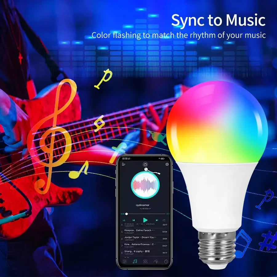 Tuya Smart LED Light Bulb E27 9W 220V Bluetooth RF Remote Group Control Smart Life RGB Spotlight For Bar Bedroom Decor Lighting Oasis Select