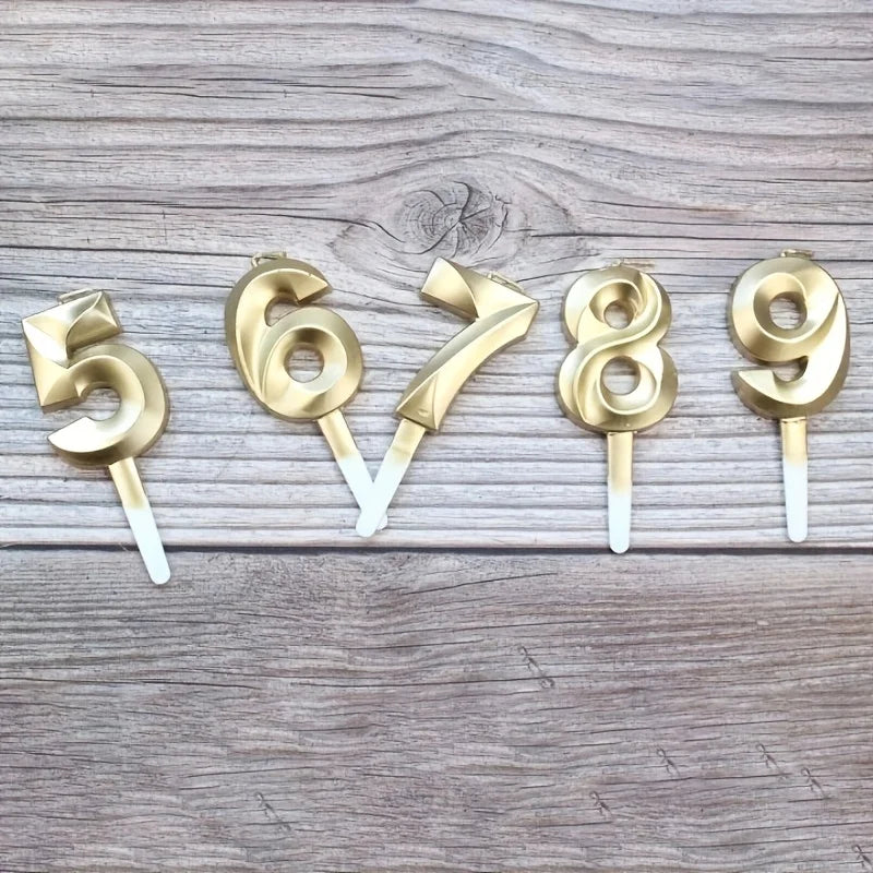 3D Gold Diamond Number Candles Large Birthday Cake Topper Wedding Anniversary Party Decorations for Home Celebration Supplies Oasis Select