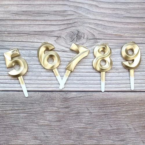 3D Gold Diamond Number Candles Large Birthday Cake Topper Wedding Anniversary Party Decorations for Home Celebration Supplies Oasis Select