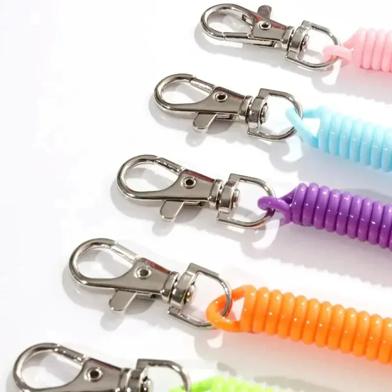 1/3pcs Elastic Wristband Spring Lanyard Key Cord Clasp Spiral Stretch Keychain Security Gear Elastic Ropes Spring Rope Key Ring Oasis Select