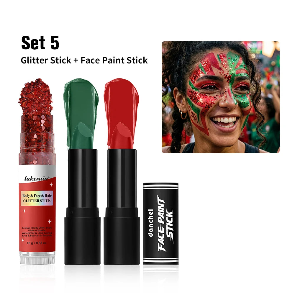 Face Body Paint Stick Set Non-Toxic Hypoallergenic Eye Black for Football Baseball Softball Halloween SFX Cosplay Party Makeup Oasis Select set6