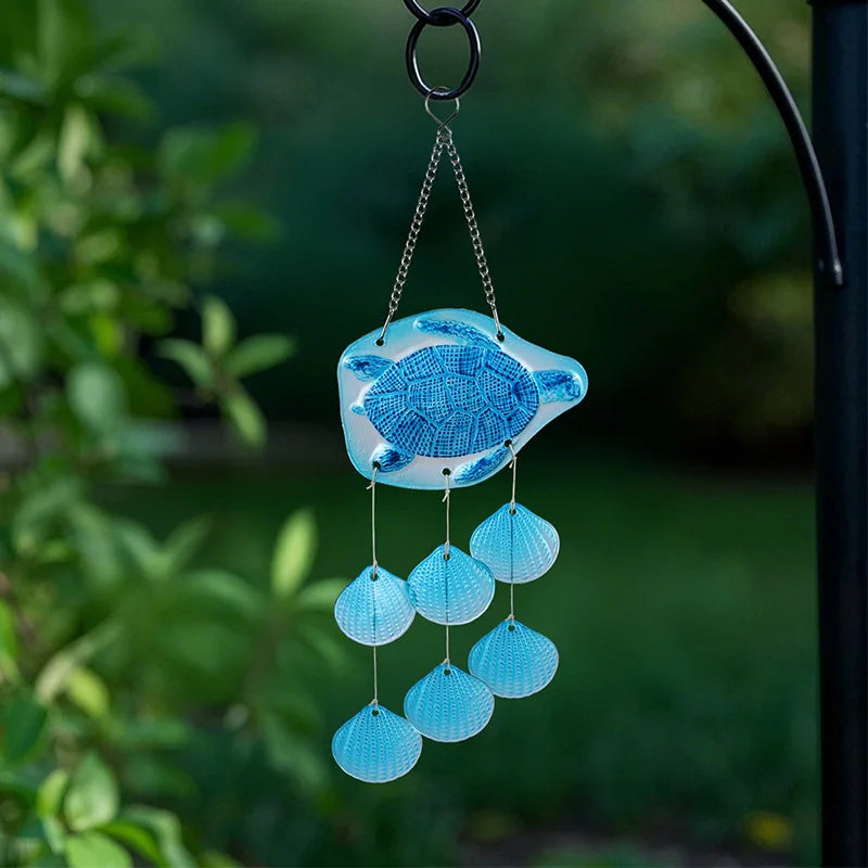 Blue Turtle Glass Wind Chime A Fresh and Creative Handcrafted Decorative Hanging Piece for Doors and Windows Oasis Select