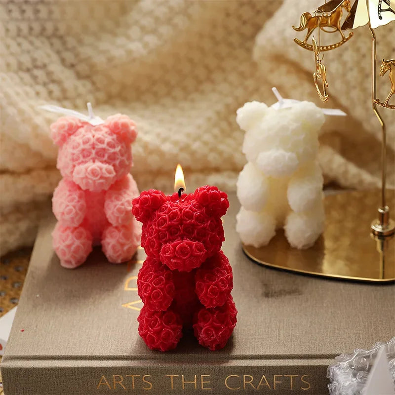 Hand Gift Creative Rose Bear Home Decoration Fragrance Advanced Atmosphere Birthday Gift Scented Candle Oasis Select