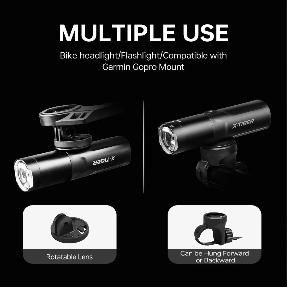 X-TIGER Bicycle Light Super Bright Type-C Rechargeable Flashlight IP66 Waterproof MTB Road Bike Front Lamp Cycling Accessories Oasis Select