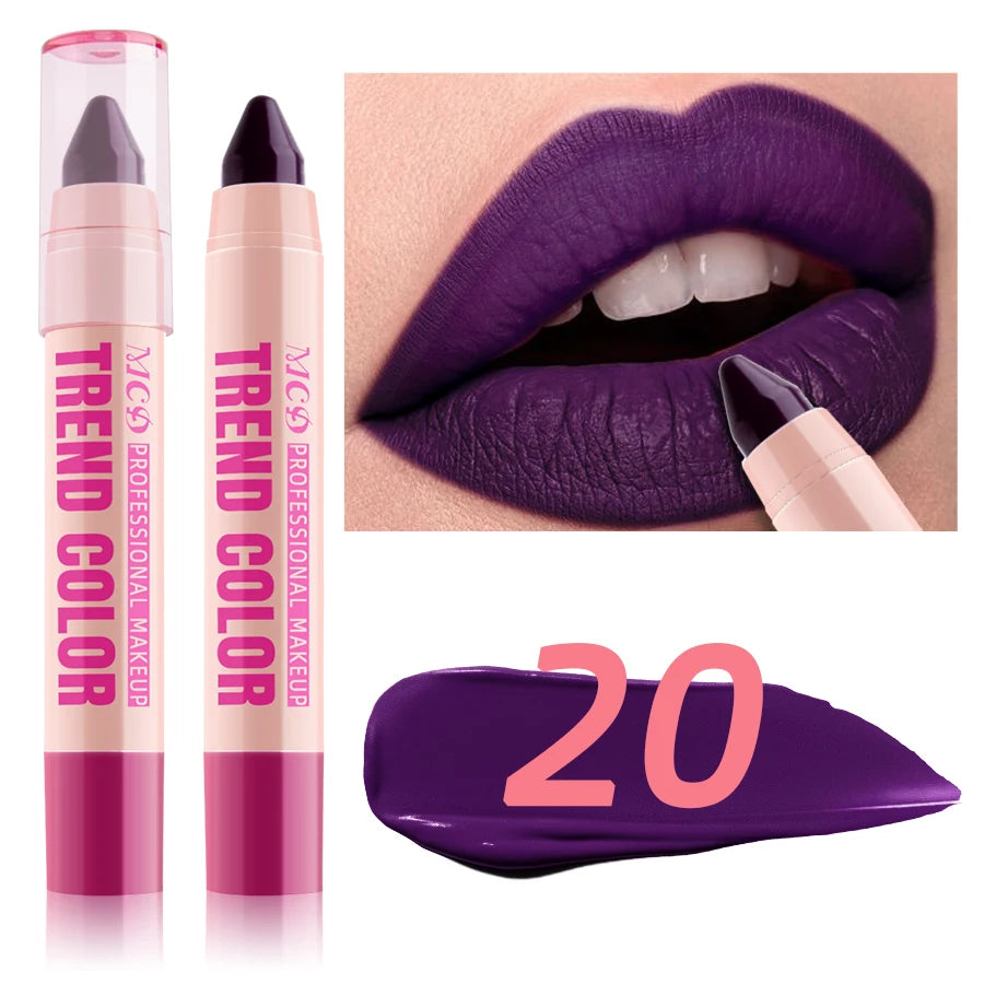 MCD 12-Color Waterproof Lip Liner Pen – Matte & Hydrating