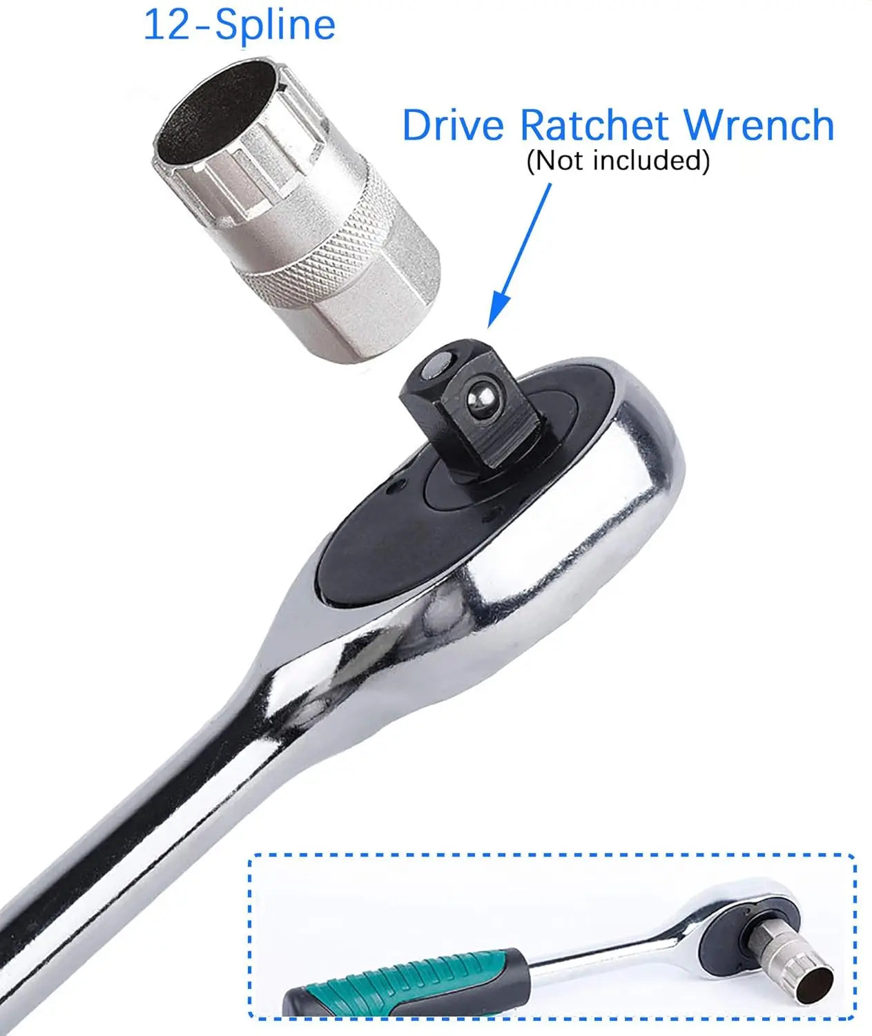 12-Spline Freewheel Remover Tool – Universal Bike Freewheel Lockring Wrench for 6-12 Speed Screw-On Freewheels Oasis Select