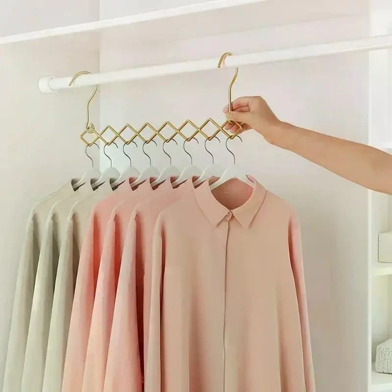 Magic Space Saving Clothes Hangers Foldable Closet Organizer Wardrobe Clothing Cascading Rack 7 Slots For Pants Dresses Coats Oasis Select