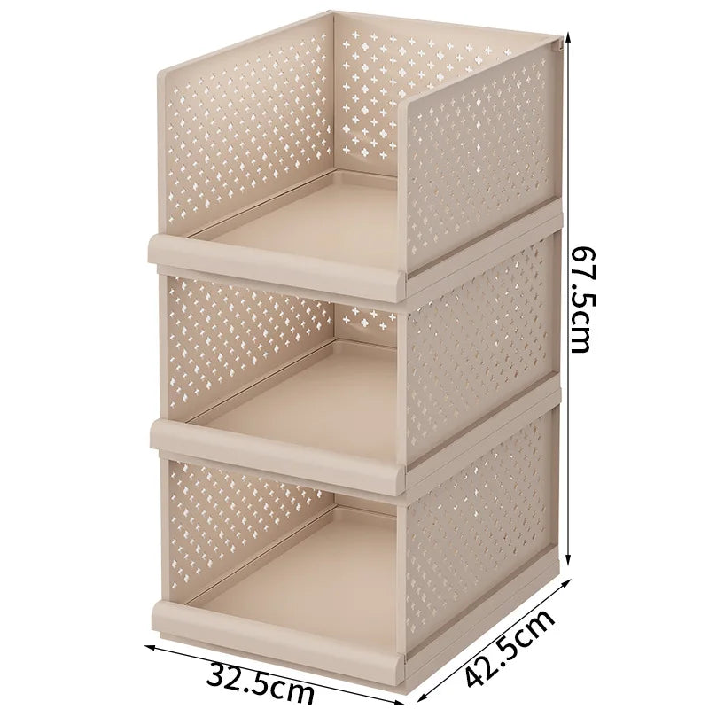 Drawer type clothes clothing storage box foldable pull-out wardrobe layered baffle pull basket layered pants storage box Oasis Select 3 Layers - Khaki