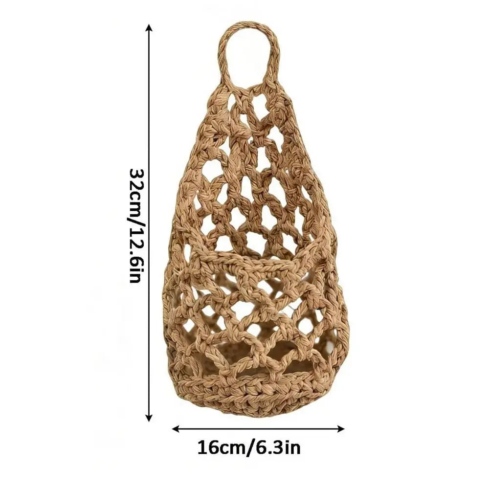 Boho Macrame Plant HangerBasket for Succulents Cotton Rope Woven Hanging Basket with Net Pouch Home Decoration Organizer Oasis Select Brown