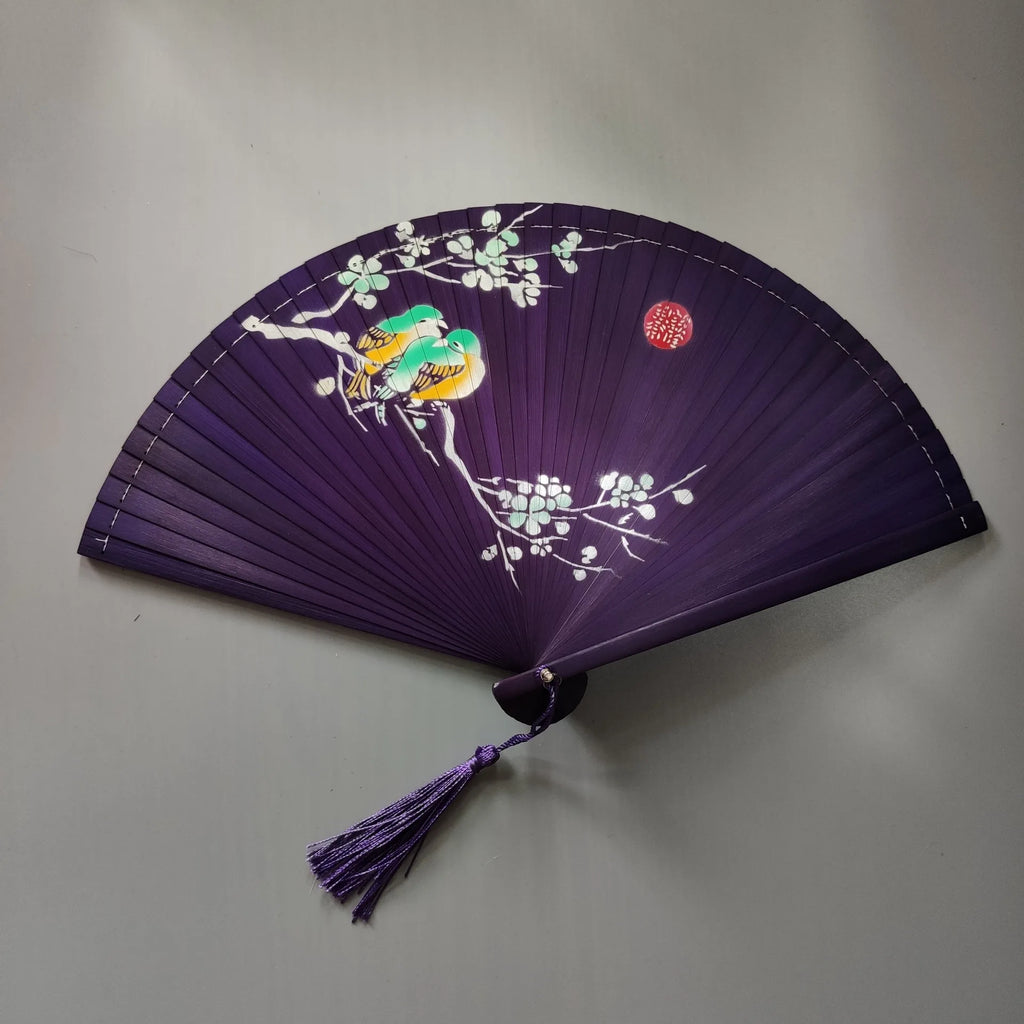 All bamboo spray painting fan high-end fine painting dance fan hollow carving folding fan Oasis Select 21