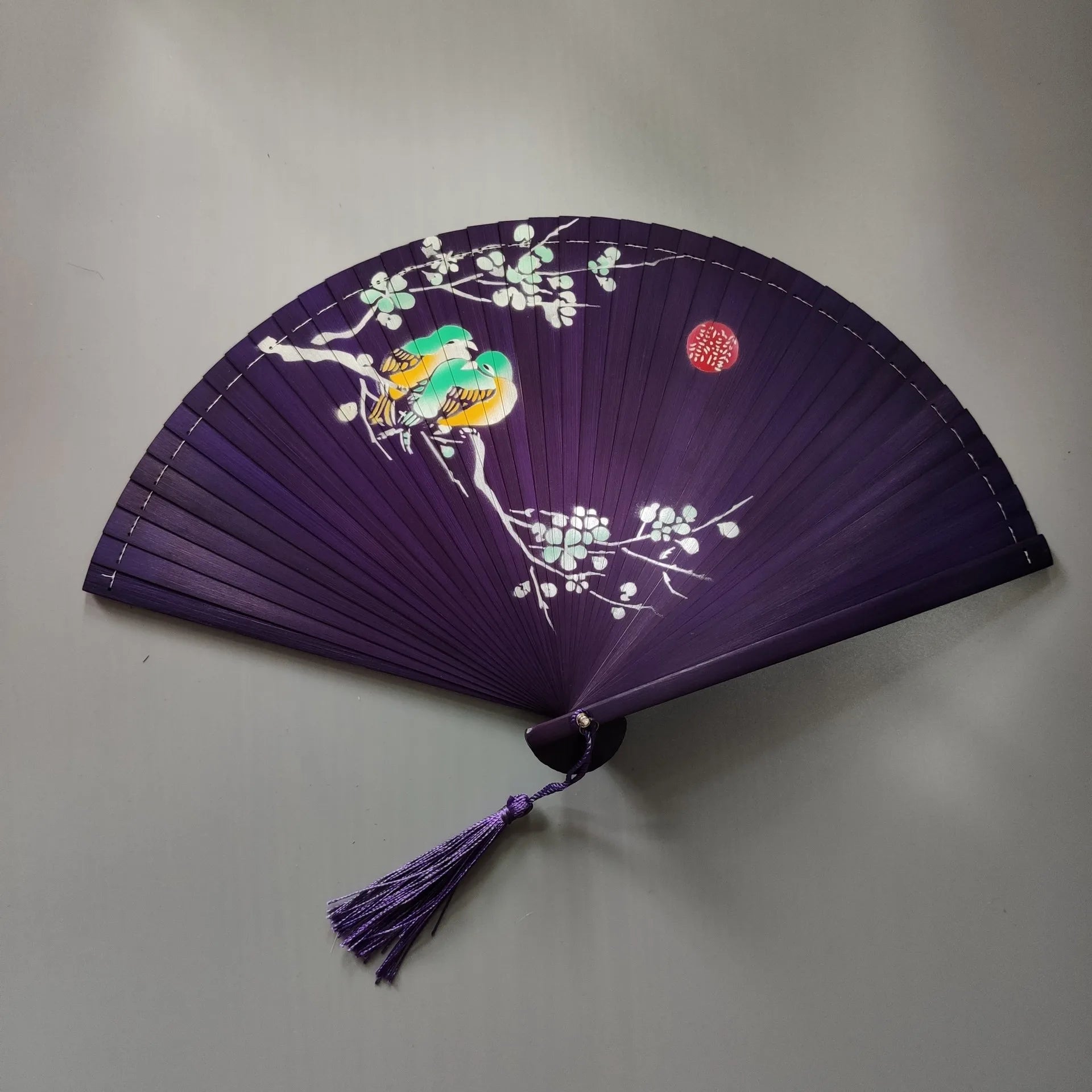 All bamboo spray painting fan high-end fine painting dance fan hollow carving folding fan Oasis Select 21