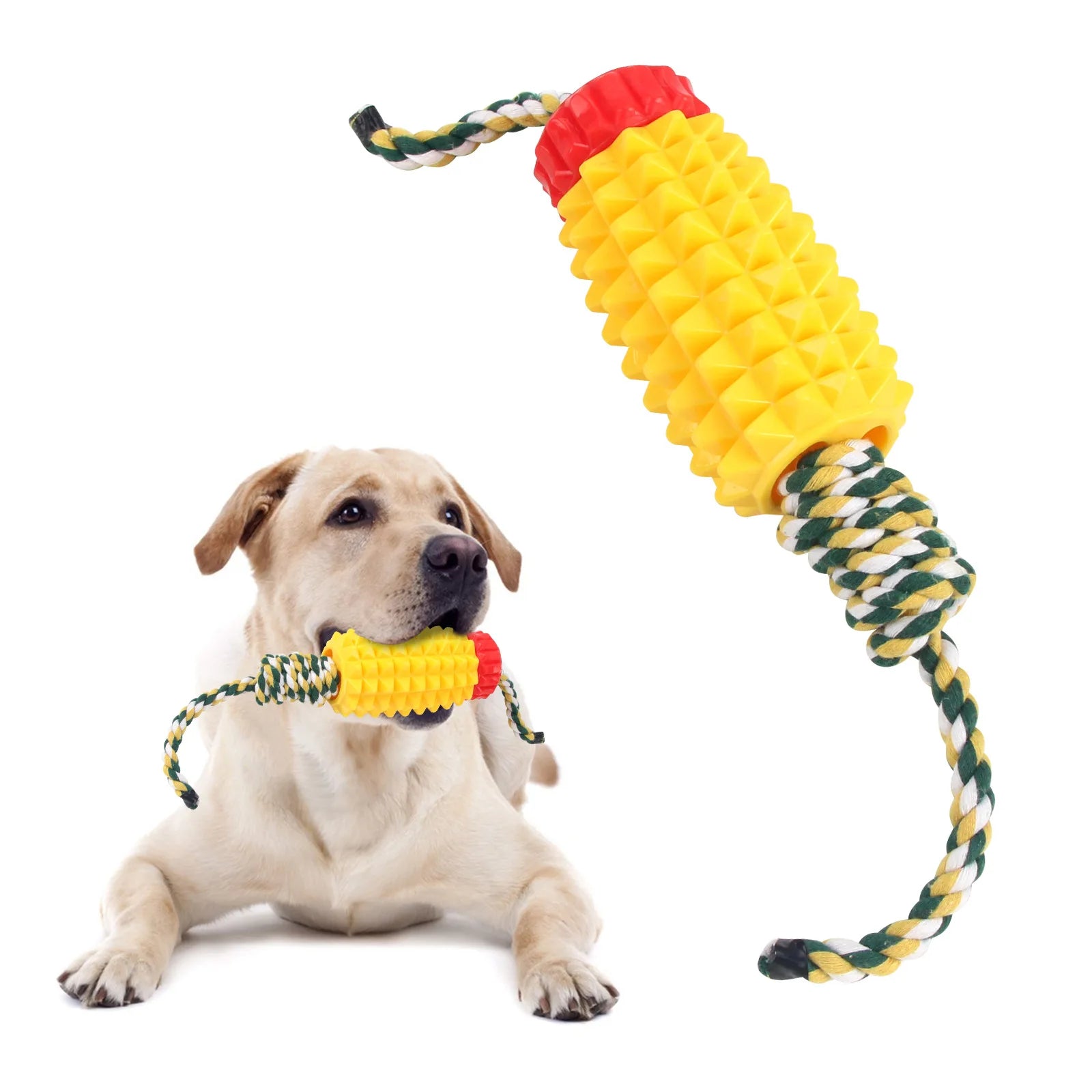 TPR Soft Rubber Big Pineapple Knot Interactive Training Toy for Dogs To Chew on Toys To Relieve Boredom and Prevent Food Leakage Oasis Select 25003-1C yellow