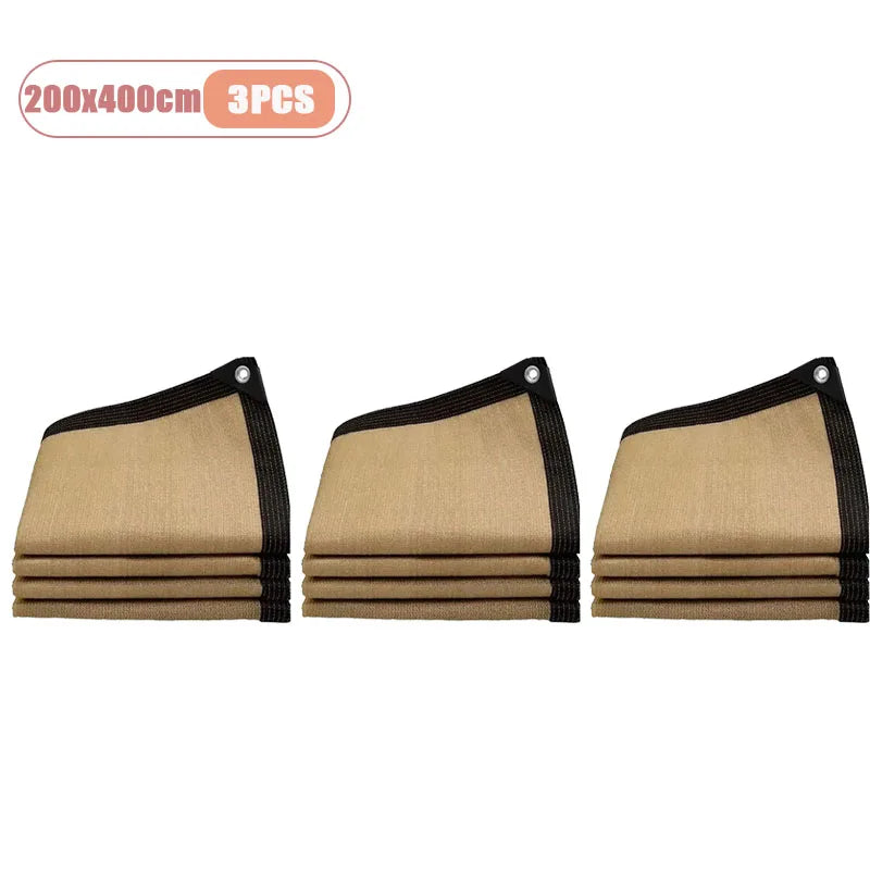 1-3PCS 2x2m 2x4m Sun Shade Net Reinforced Edges Punched Holes Shade Fabric Thickened Insulation Mesh Summer Outdoor Shading Oasis Select 200x400cm-3PCS