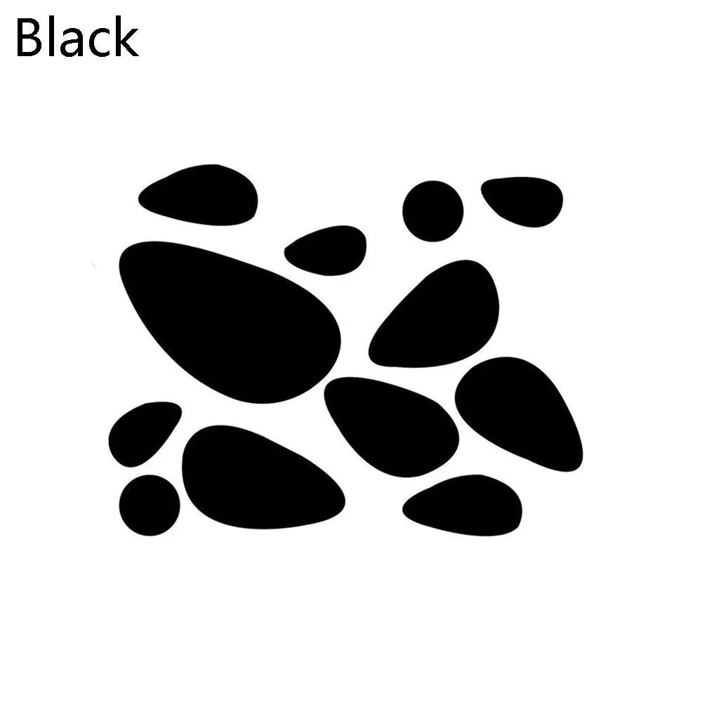 Self-adhesive Mirror Surface Wall Stickers 3D Pebble Decals Removable Vinyl Mural Art Wall Decal Living Room Ornament Oasis Select black-12pcs
