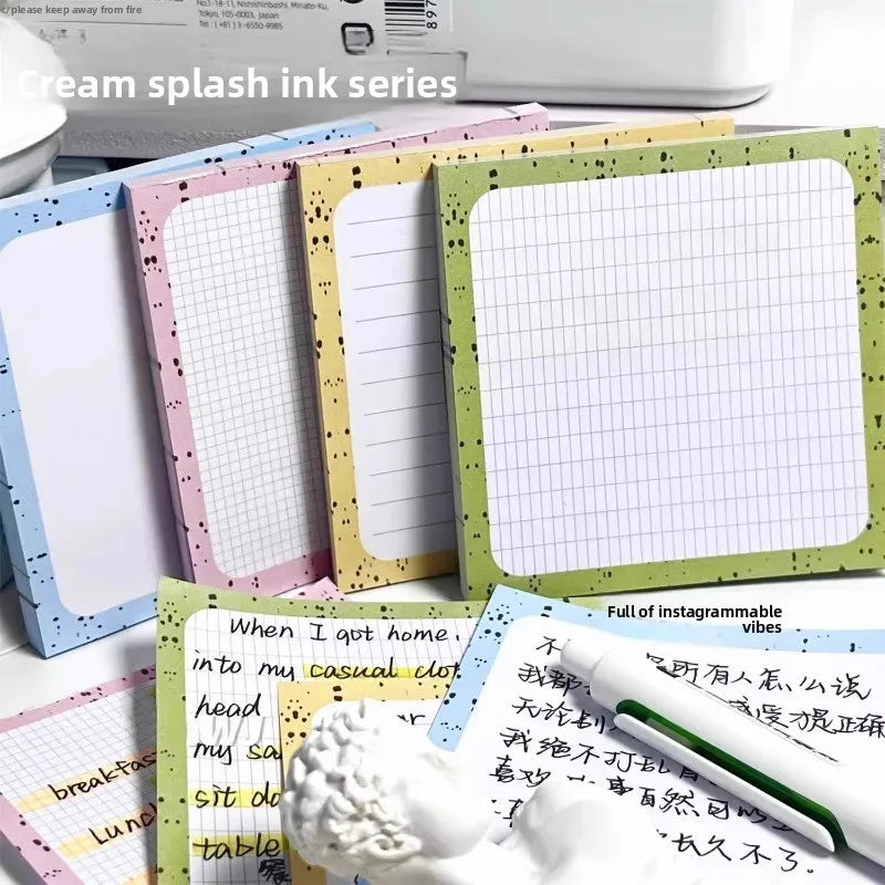Post-it Notes Ins Style High-looking Cream Splash Ink Post-it Notes Study Plan Memo Can Be Written Sticky Notes Oasis Select
