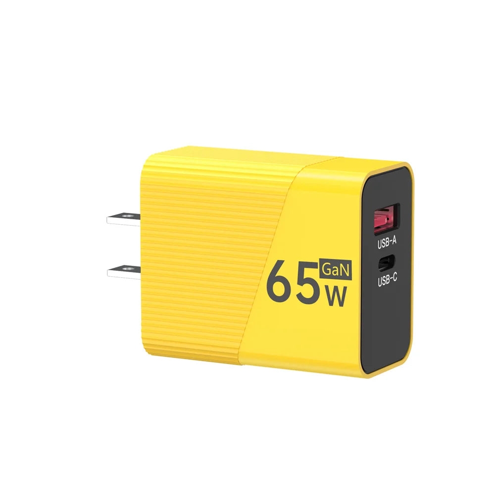PD 65W USB C Charger GaN Fast Charging Wall Charger For iPhone Samsung Xiaomi Quick Charge EU/US/UK Plug Phone Charger Adapter Oasis Select US Yellow
