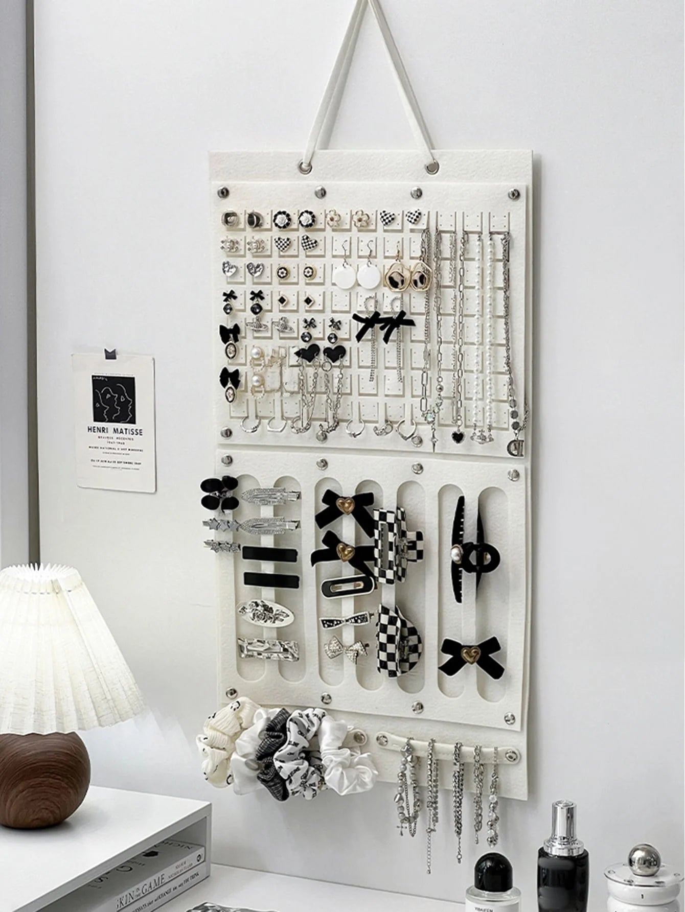 1pc Felt Hanging Jewellery Organiser, Necklace Ring Earrings Storage Bag, Simple Multifunctional Felt Jewellery Display Case Oasis Select