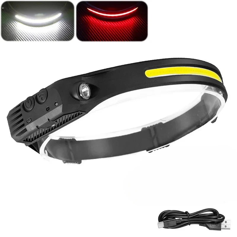 COB LED Rechargeable Headlamp – Motion Sensor & 6 Modes