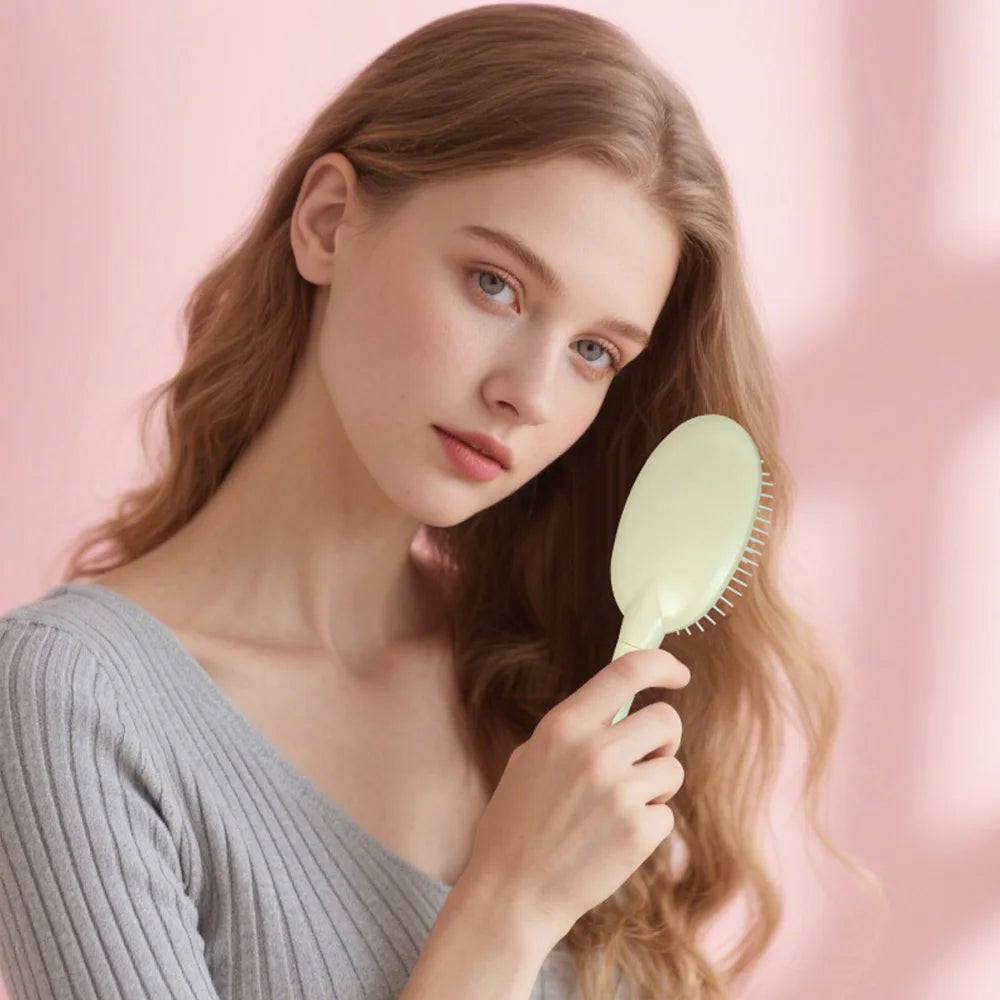 3-Piece Hair Comb Set: Cushion Massage Comb, Wide Tooth Comb & Hollow Comb - Milky White Oasis Select