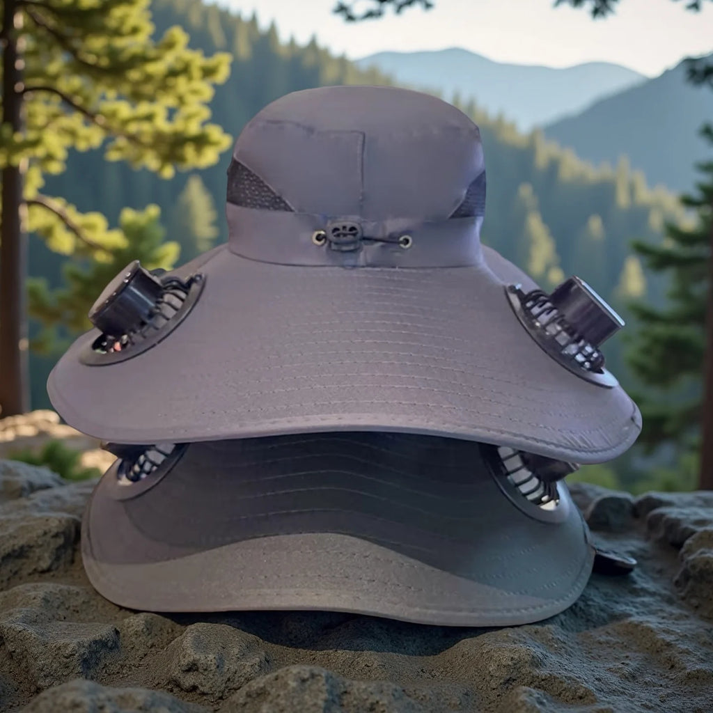 Outdoor Sun Hat for Men with Solar Powered Fan Quick Dry Bucket Hat USB Rechargeable Fishing Hiking Camping Headwear Accessory Oasis Select
