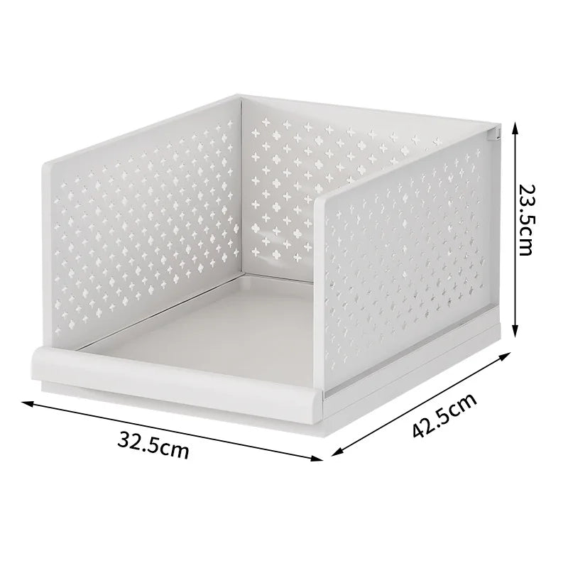 Drawer type clothes clothing storage box foldable pull-out wardrobe layered baffle pull basket layered pants storage box Oasis Select 1 layer - white 1