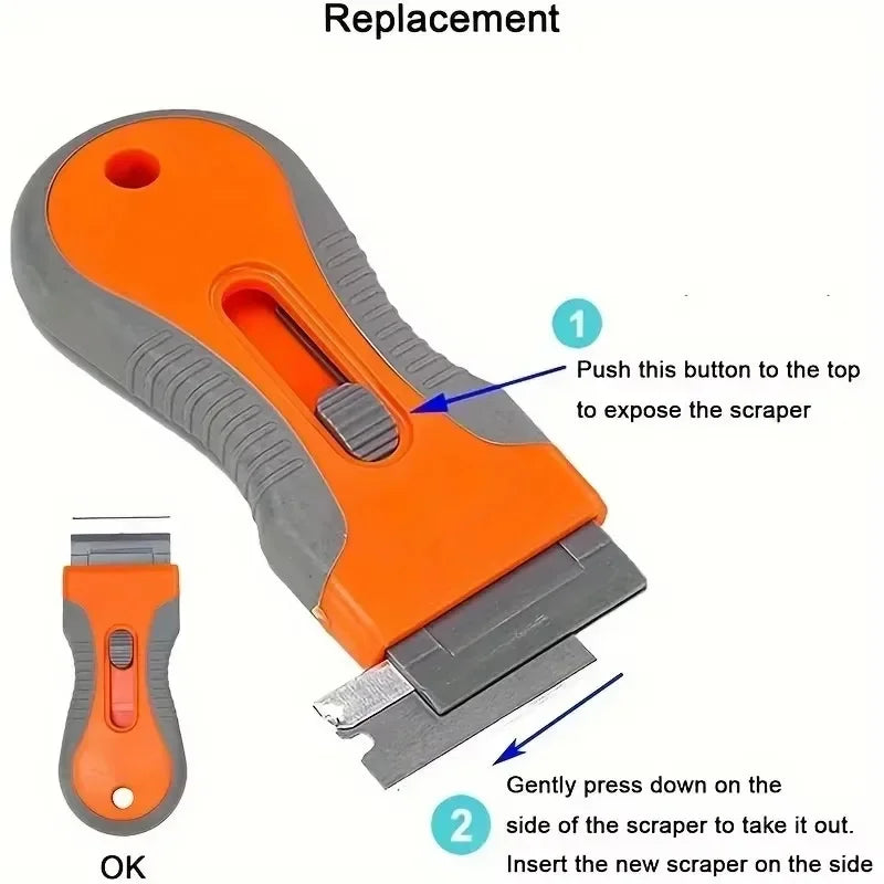 1 Set Glue removal blade With 10 Blades, Telescopic Adjustment Knife, Cleaning Scraper Tool For Removing Labels,Stickers,Paint Oasis Select